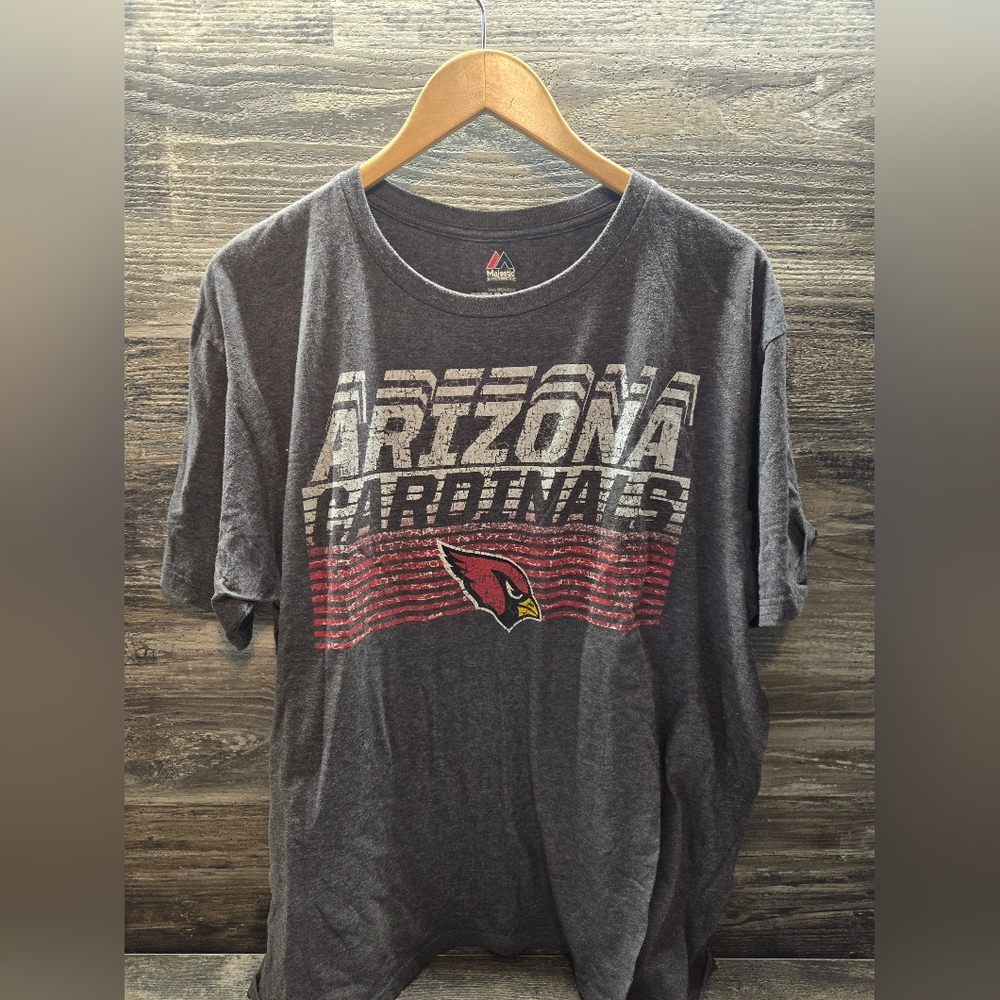 Shirt Mens Xl Grey Arizona Cardinals Logo Football Team Apparel Phoenix Majestic